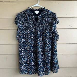 Tamara H. Floral Short Sleeve Blouse - Size 1x - Modest Office Spring